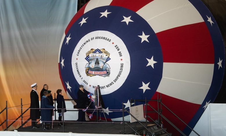 US Navy christens nuclear submarine USS Arkansas