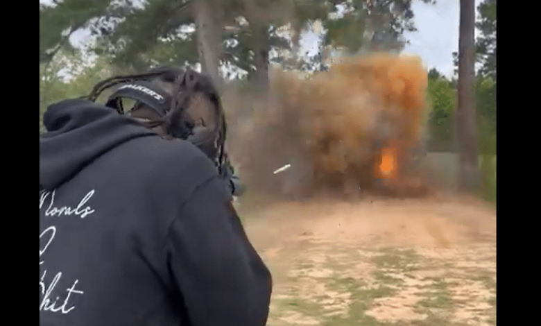 VIDEO: Man Regrets Firing At Explosives After Rocks Come Flying Towards Him